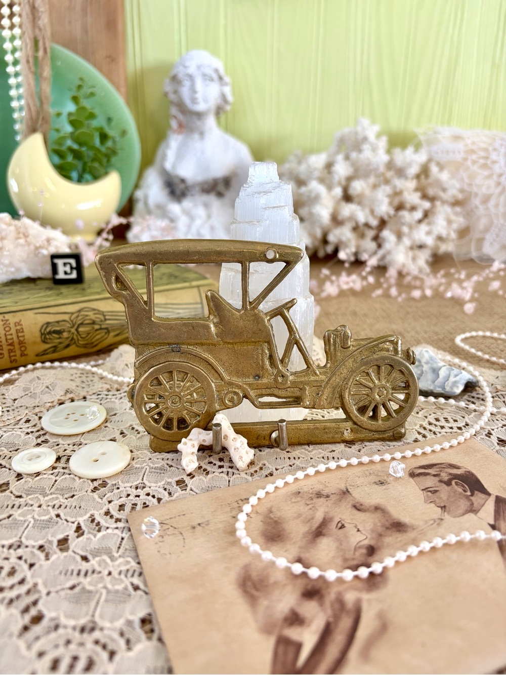 Vintage Brass Antique Car Key Rack 🔑 Unique Home Decor / Gift / Eclectic